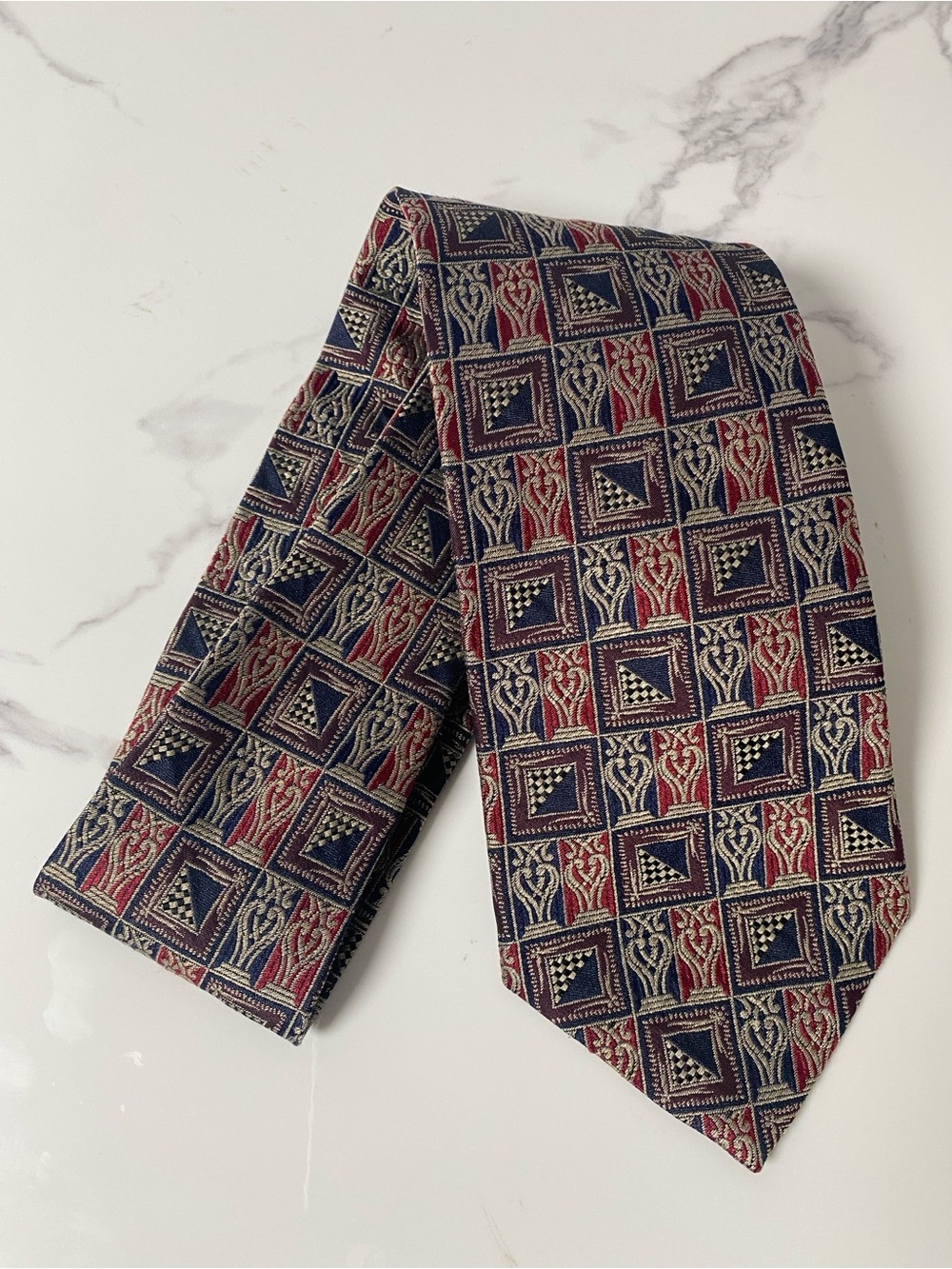 Ermenegildo‎ Zegna Silk Tie Italy Geometric